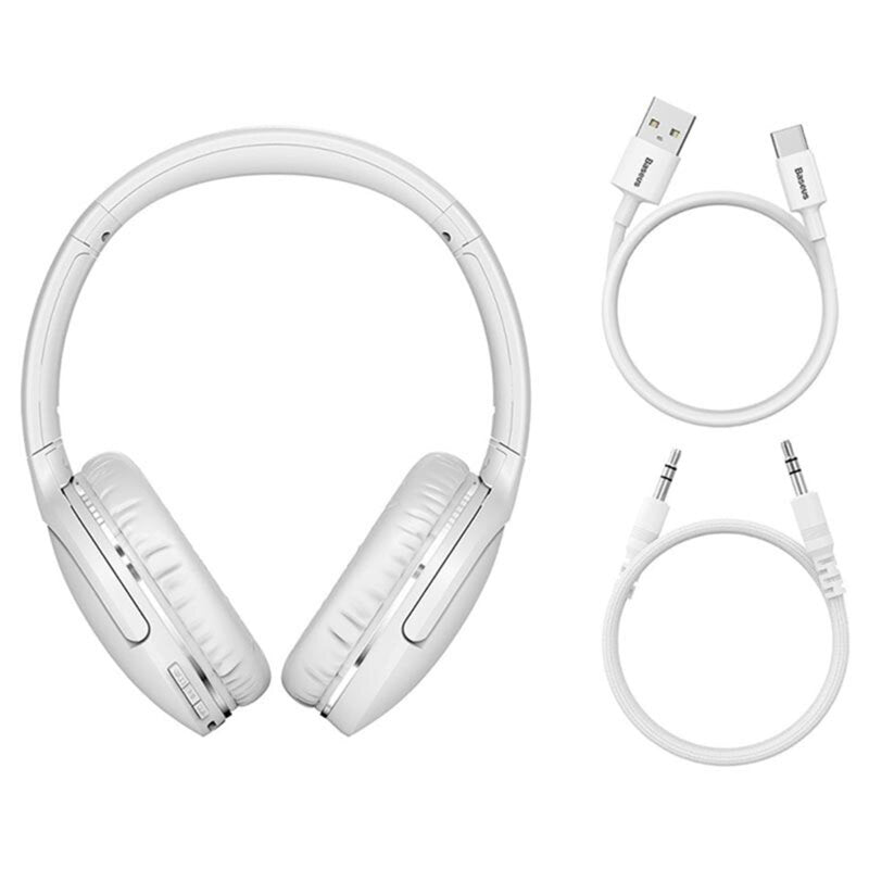CASTI Baseus Encok D02 PRO, utilizare multimedia, smartphone, over the ear, pliabile, microfon pe casca, conectare prin Bluetooth 5.0, alb "NGTD010302" (timbru verde 0.18 lei) - 6932172611699