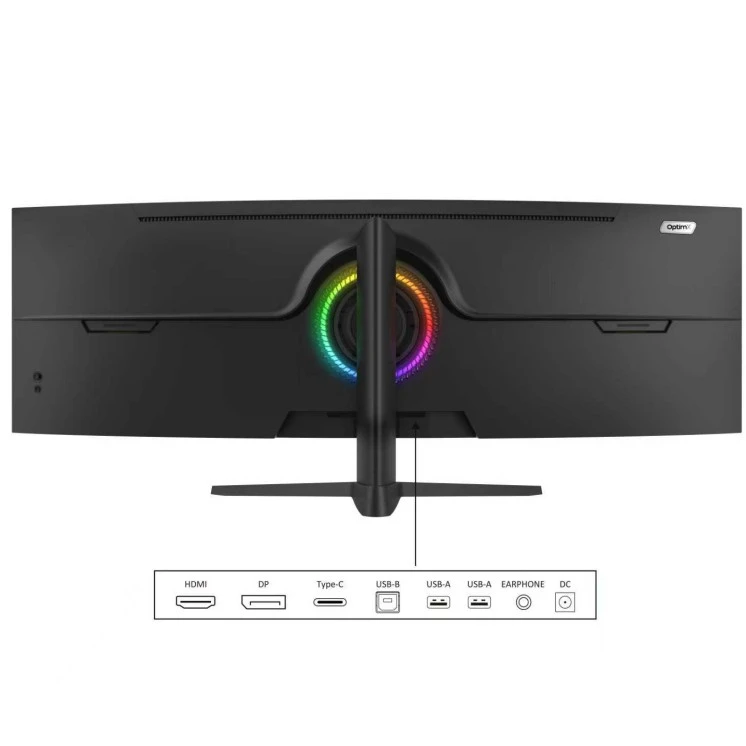 Monitor LED Gaming Curbat 49 inch OptimX MT49j, Double Full HD 3840 x 1080, 144Hz, 2x HDMI, 2x DisplayPort, No Frame, RGB Light "75259"
