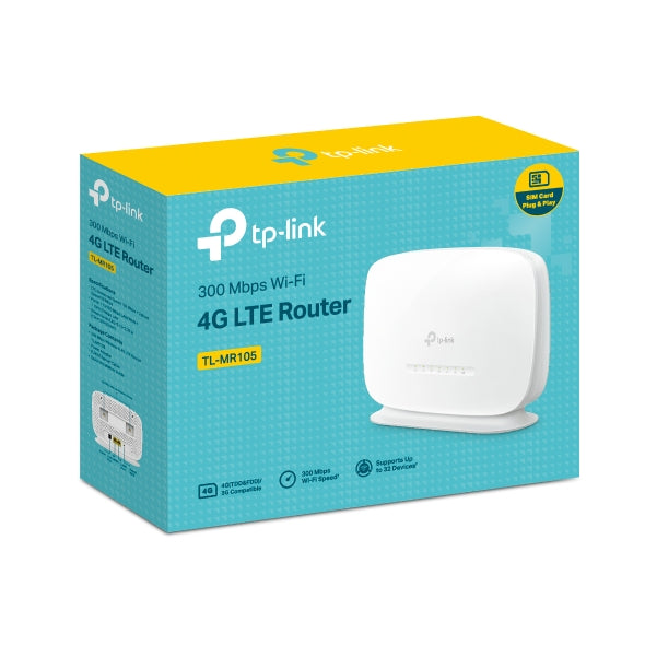 ROUTER TP-Link wireless 300Mbps. 4G micro sim slot, 2 porturi 10/100Mbps, antena interna x 4 "TL-MR105"