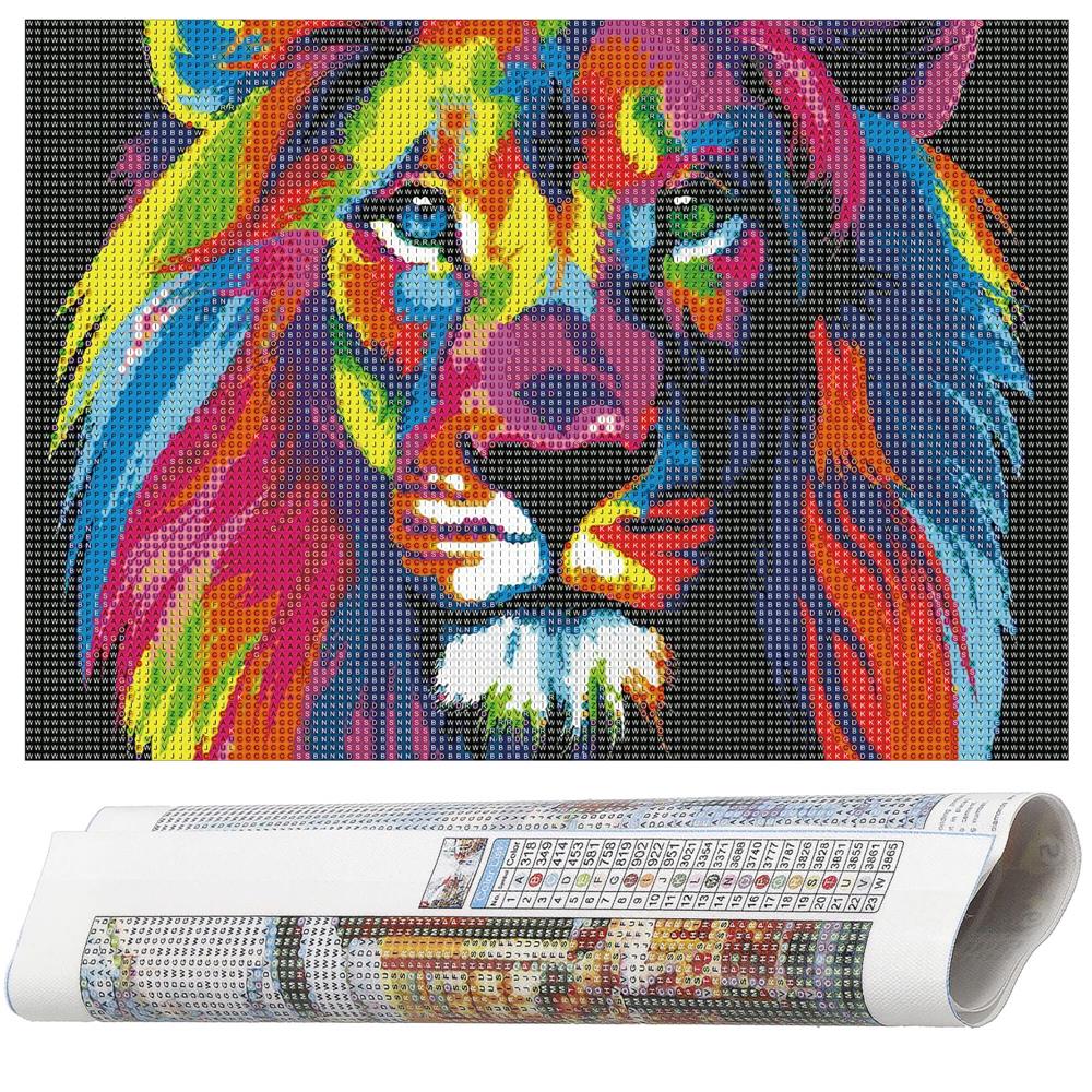 Set de broderie cu diamante 5D, 30x40cm, model Leu