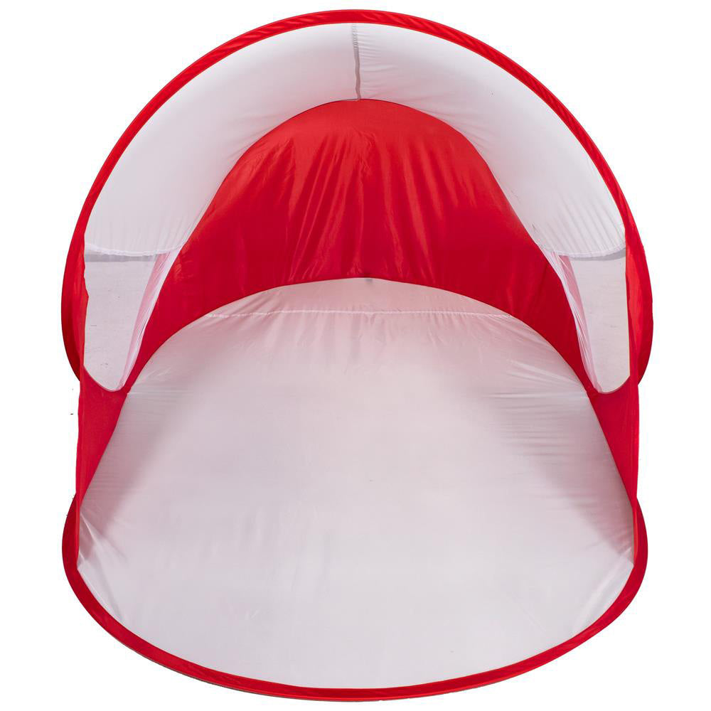 Cort plaja si picnic semi-deschis Sersimo, protectie UV, 200x120x95cm, rosu