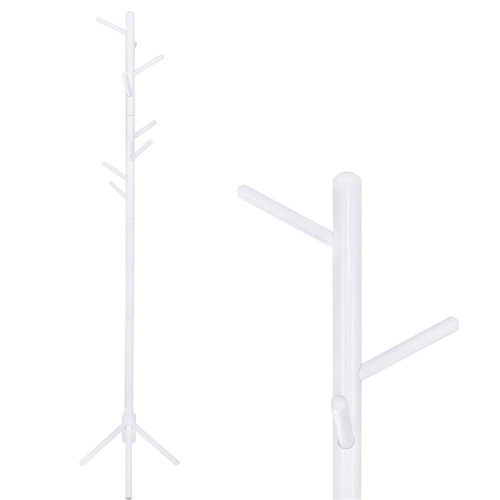 Cuier tip pom din lemn Sersimo, 8 agatatoare, 175cm, alb