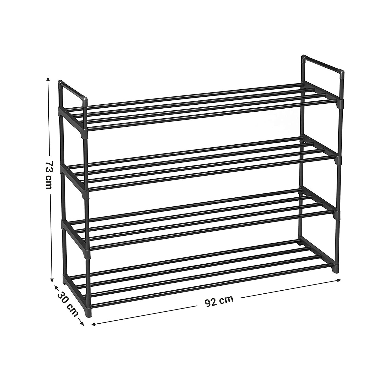 SONGMICS Suport pentru pantofi cu 4 nivele, structura metalica, pentru 16-20 perechi, 92x30x74 cm, negru