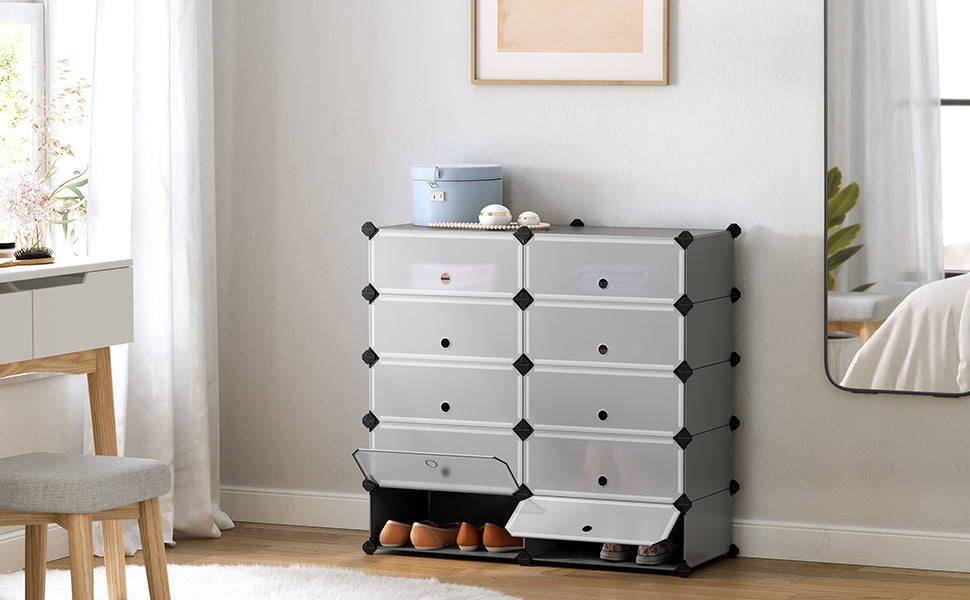 SONGMICS Dulap de depozitare pantofi modular, configurabil cu 10 compartimente, 43x31x173 cm, gri