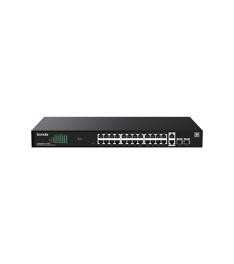 SWITCH TENDA PoE cloud managed, 26 GE+2 SFP porturi Gigabit, buget PoE 410W, metalic "TEG2228P-24-410W"