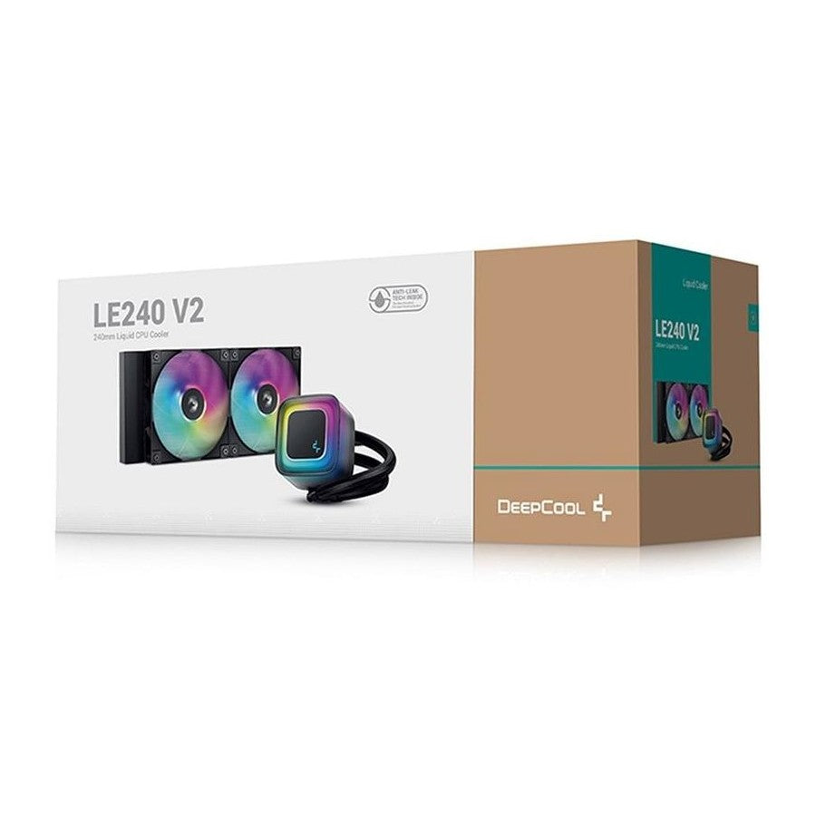 COOLER DeepCool "LE240 V2", skt. LGA1851, LGA 1700, AM4, AM5, racire cu lichid, 2 x 120mm, 500 - 2100 RPM, RGB adresabil, negru "R-LE240-BKAMMC-G-2"