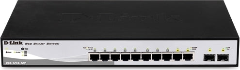 SWITCH PoE D-LINK Smart 8 porturi Gigabit (8 PoE) + 2 porturi SFP, IEEE 802.3af/at, carcasa metalica, "DGS-1210-10P"