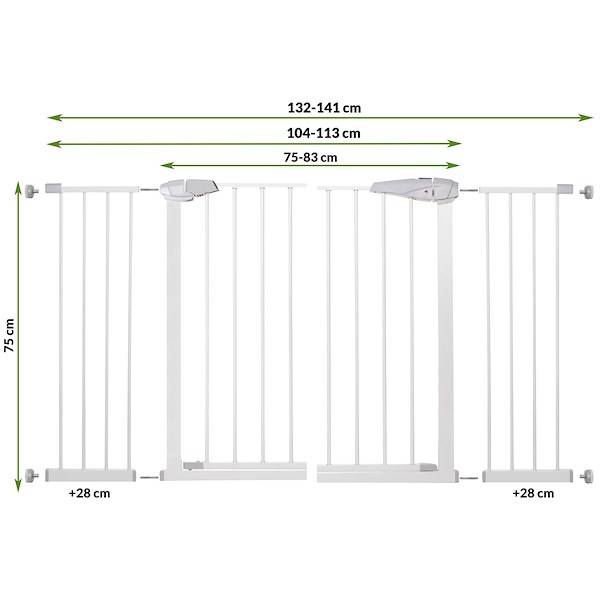 Poarta de siguranta Safety Gate pentru scari, ajustabila 132-141 cm, din otel, alba
