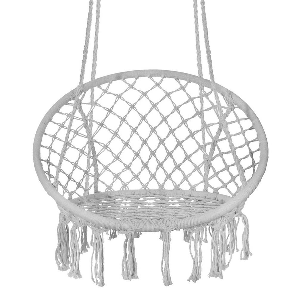 Scaun rotund Sersimo tip leagan suspendat cu perna Super Confort Plus, casa sau gradina, gri