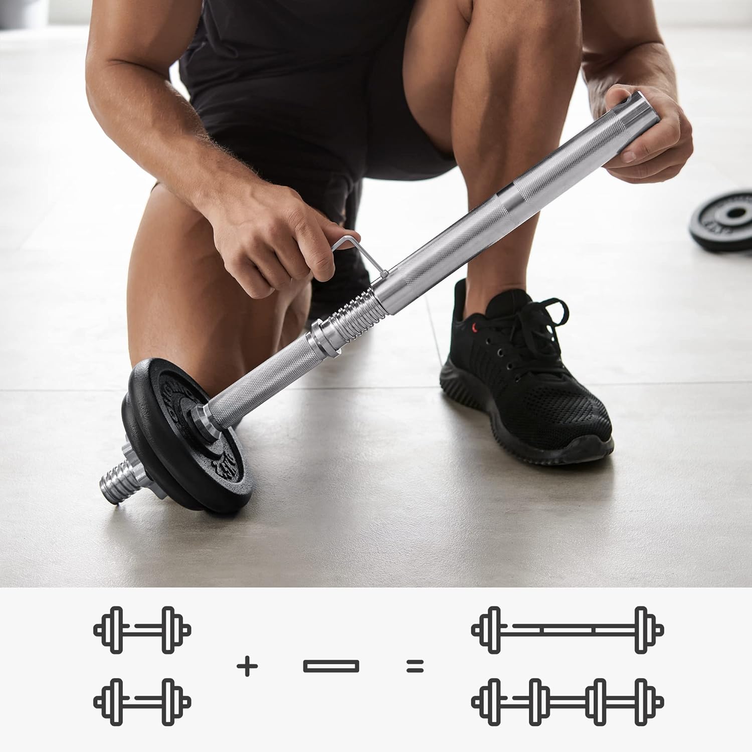 SONGMICS Set gantere si haltera reglabile, integral din otel, 20kg