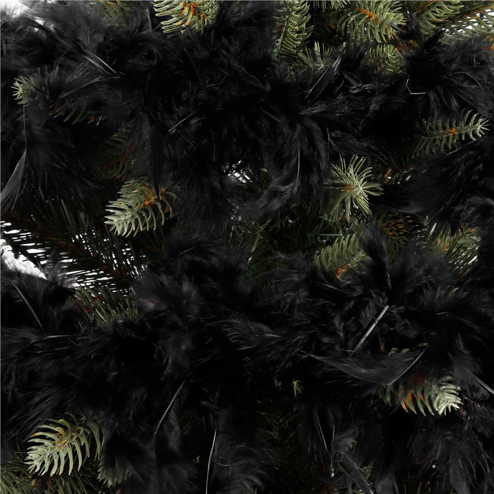 Ghirlanda pentru decor sau bradul de Craciun, model puf si pene, negru, 180cm