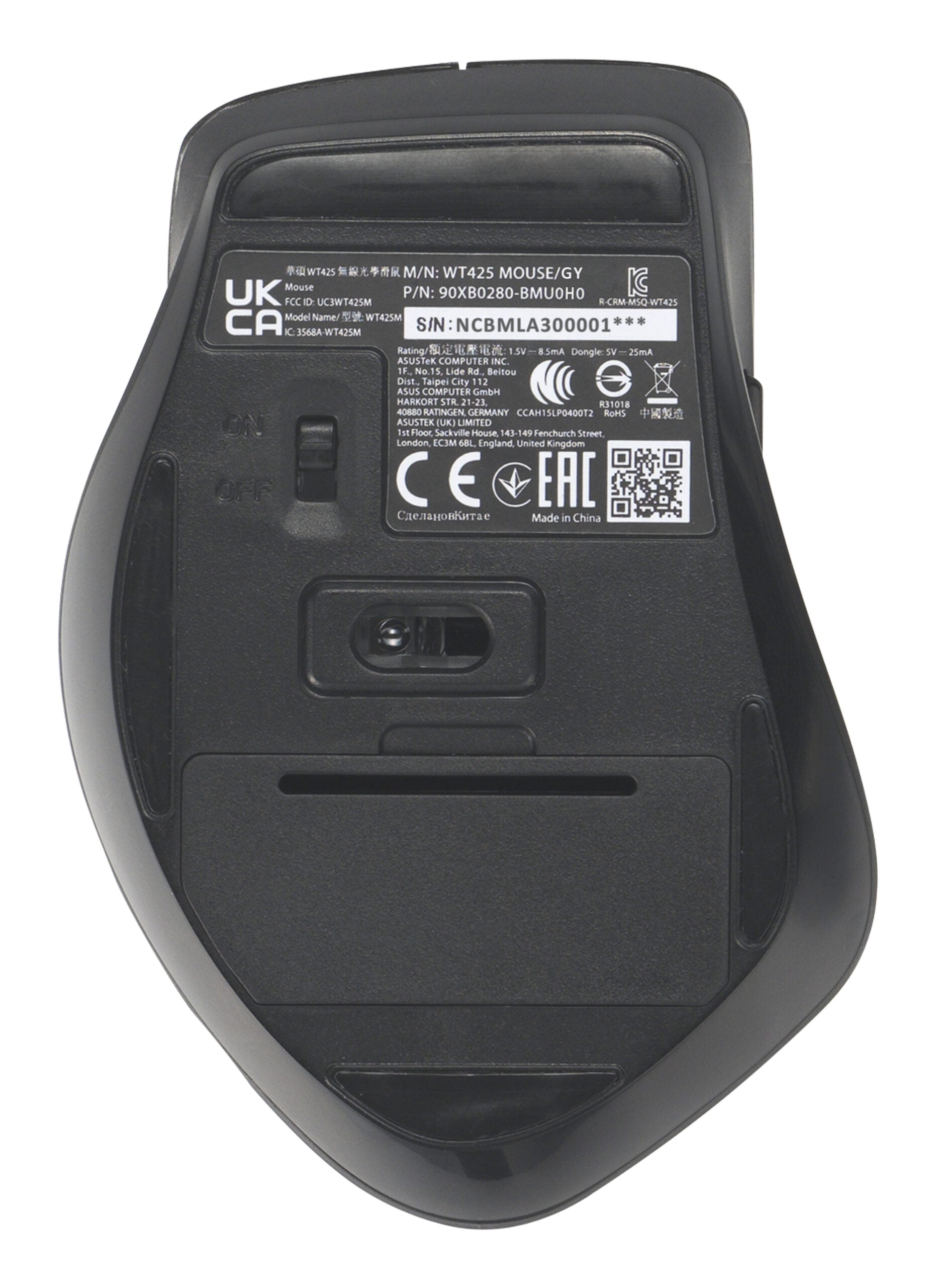 AS MOUSE WT425 OPTICAL WIRELESS GY "90XB0280-BMU0H0"