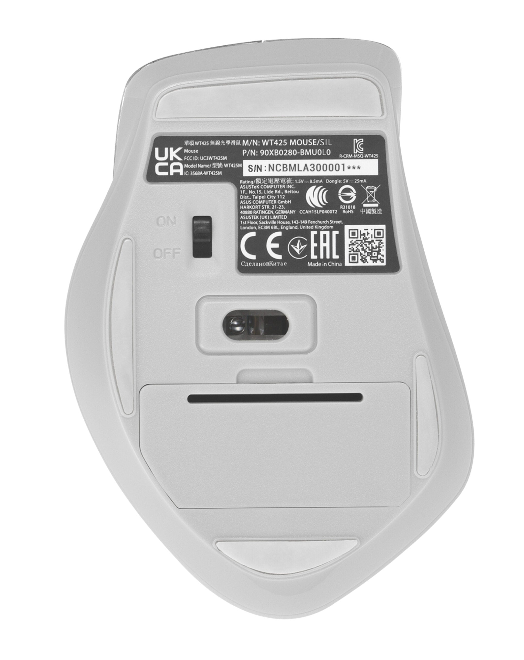 AS MOUSE WT425 OPTICAL WIRELESS Silver "90XB0280-BMU0L0"