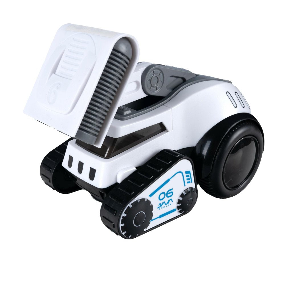Robot rover interactiv pentru copii cu muzica, lumini, dans si invatare engleza, 19x16x11 cm, alb