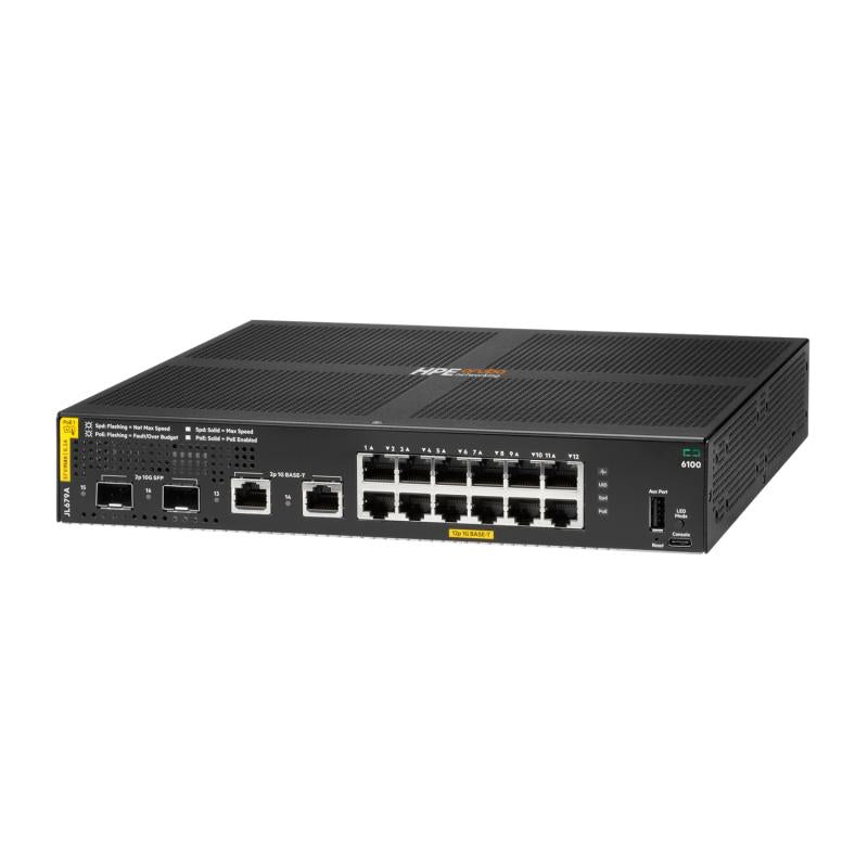 Aruba 6100 12G CL4 2SFP+ 139W Swch (HPE Aruba Networking Cx 6100 12G Class4 PoE 2G/2SFP+ 139W Switch)