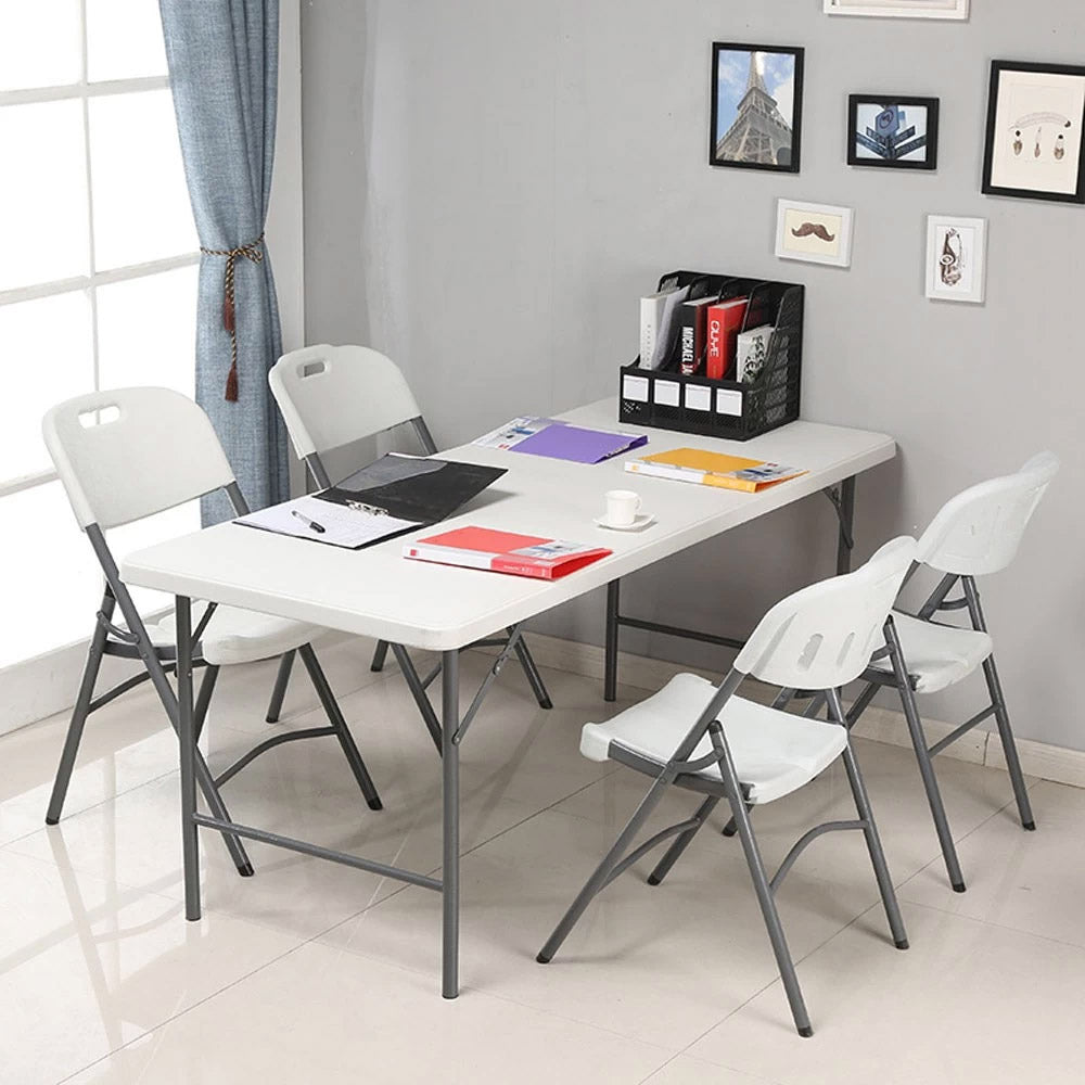 Masa dreptunghiulara pliabila multifunctionala, reglabila pe inaltime, 120x75x60cm, alba