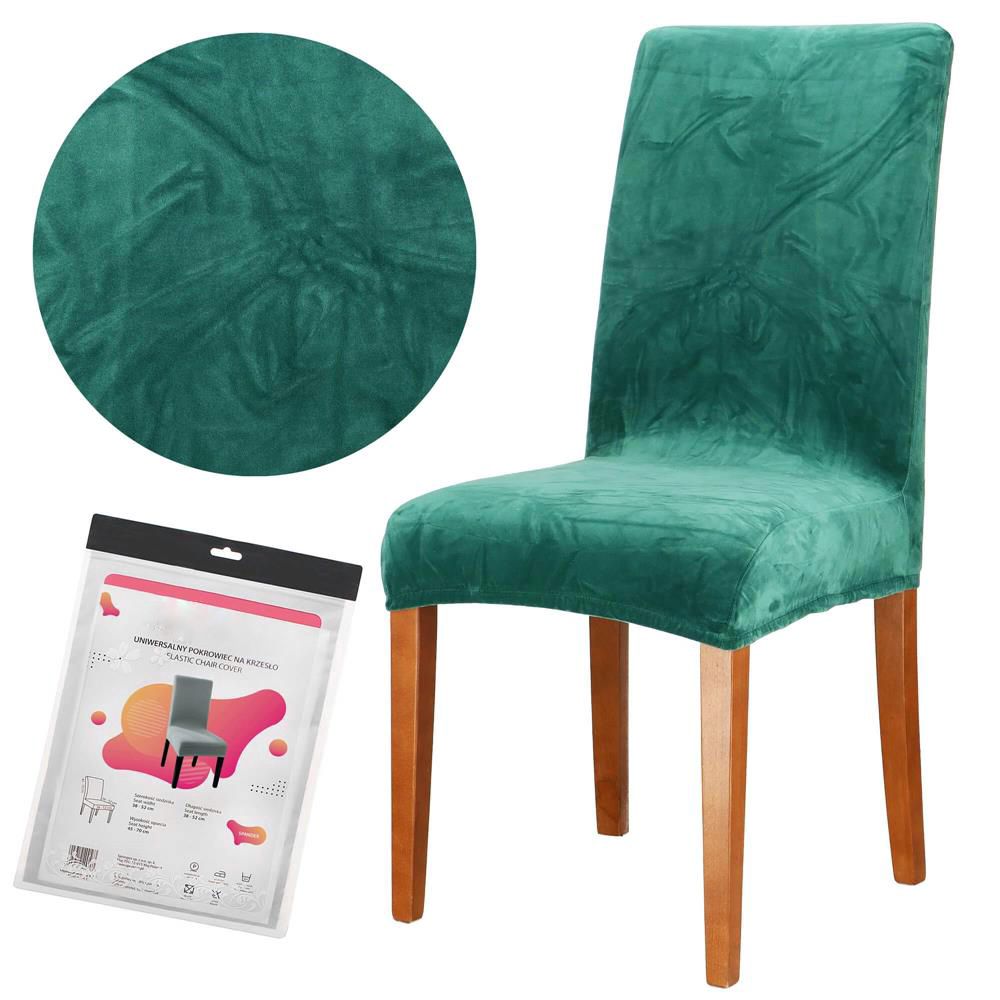 Husa pentru scaun catifelata, marime universala, poliester si spandex, verde