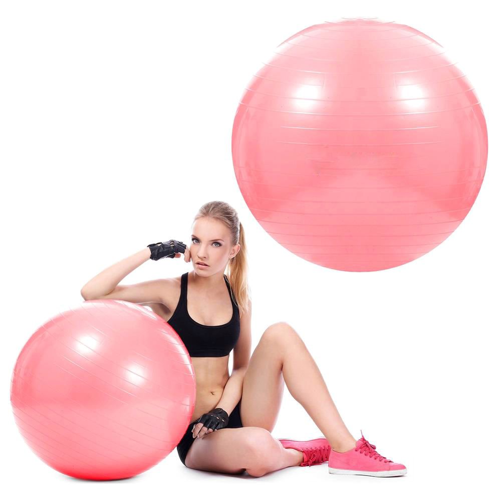 Minge pentru fitness sau yoga 75 cm, pompa inclusa, roz
