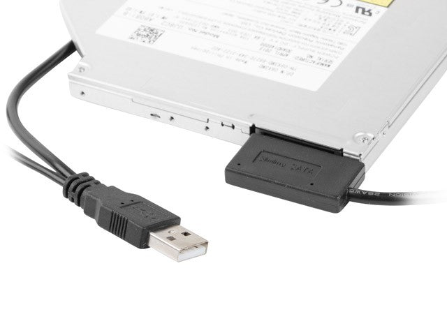 CABLU USB GEMBIRD adaptor, USB 2.0 (T) la slim S-ATA (T), 50cm, pt. SSD, DVD, cu USB suplimentar pt. extra power, negru, "A-USATA-01"