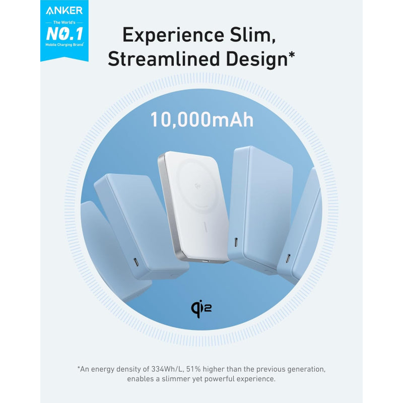 POWER BANK Anker "MagGo" 10.000 mAh, magnetic, wireless, 276 g, alb, "A1664H21" - 0194644203504