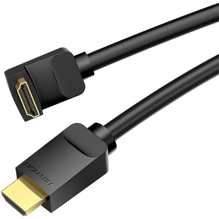 Cablu video Vention, HDMI(T) la HDMI(T), 2m, rezolutie maxima 4K la 60Hz, conectori auriti, cupru, unghi 270 grade, negru, "AAQBH" - 6922794745360