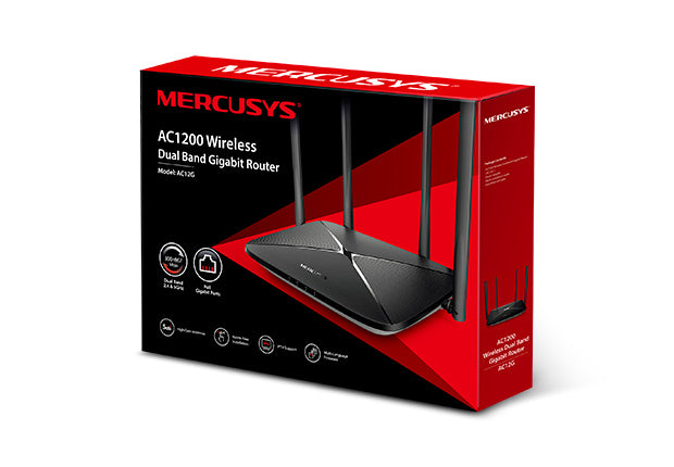 ROUTER MERCUSYS wireless 1200Mbps, 3 porturi 10/100/1000Mbps, Dual Band AC1200 "AC12G"