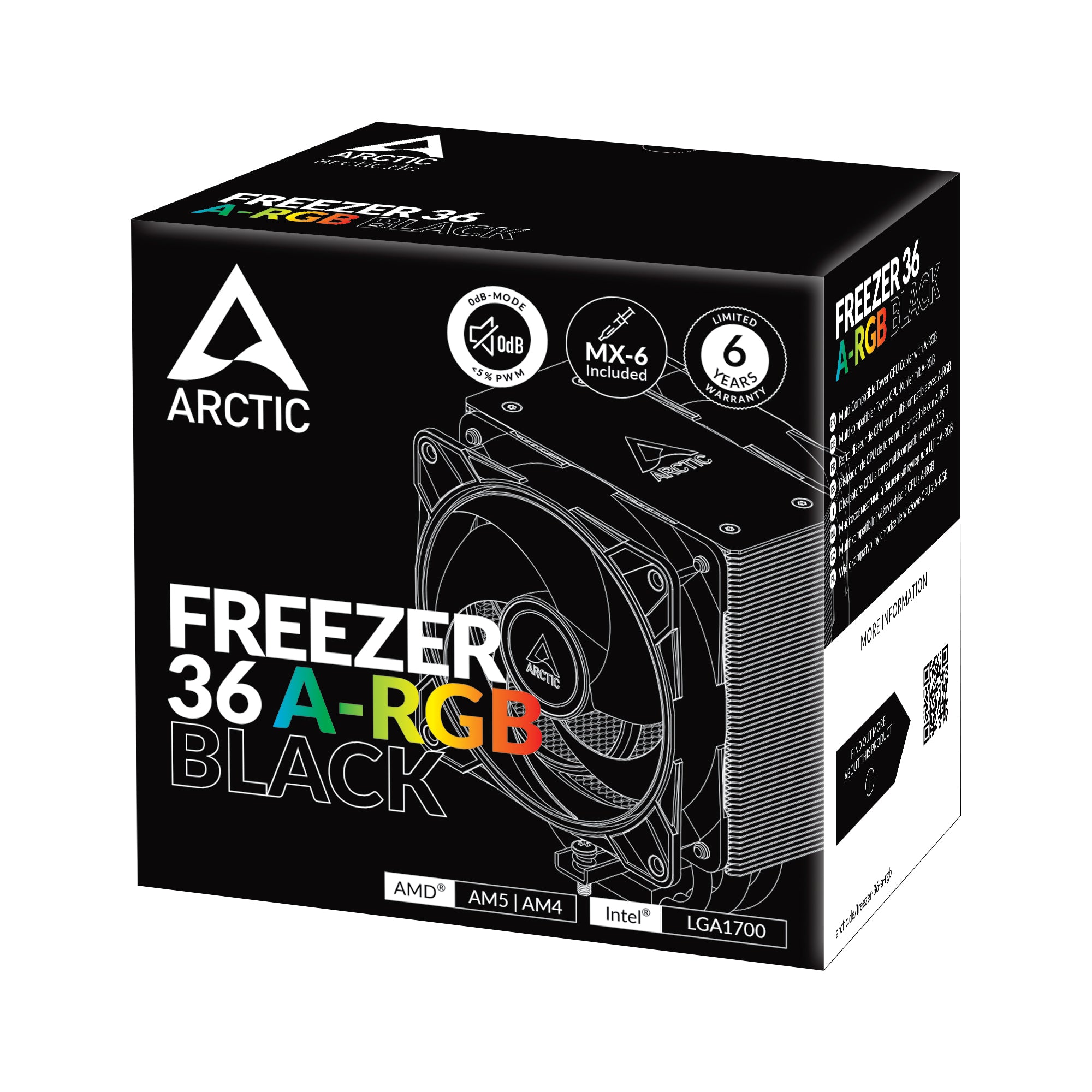 COOLER Arctic "Freezer 36 A-RGB (Black)",racire aer, HDT heatpipe, skt. Intel LGA 1700, AMD AM5/AM4, fan 120mm, LED ARGB, "ACFRE00124A"