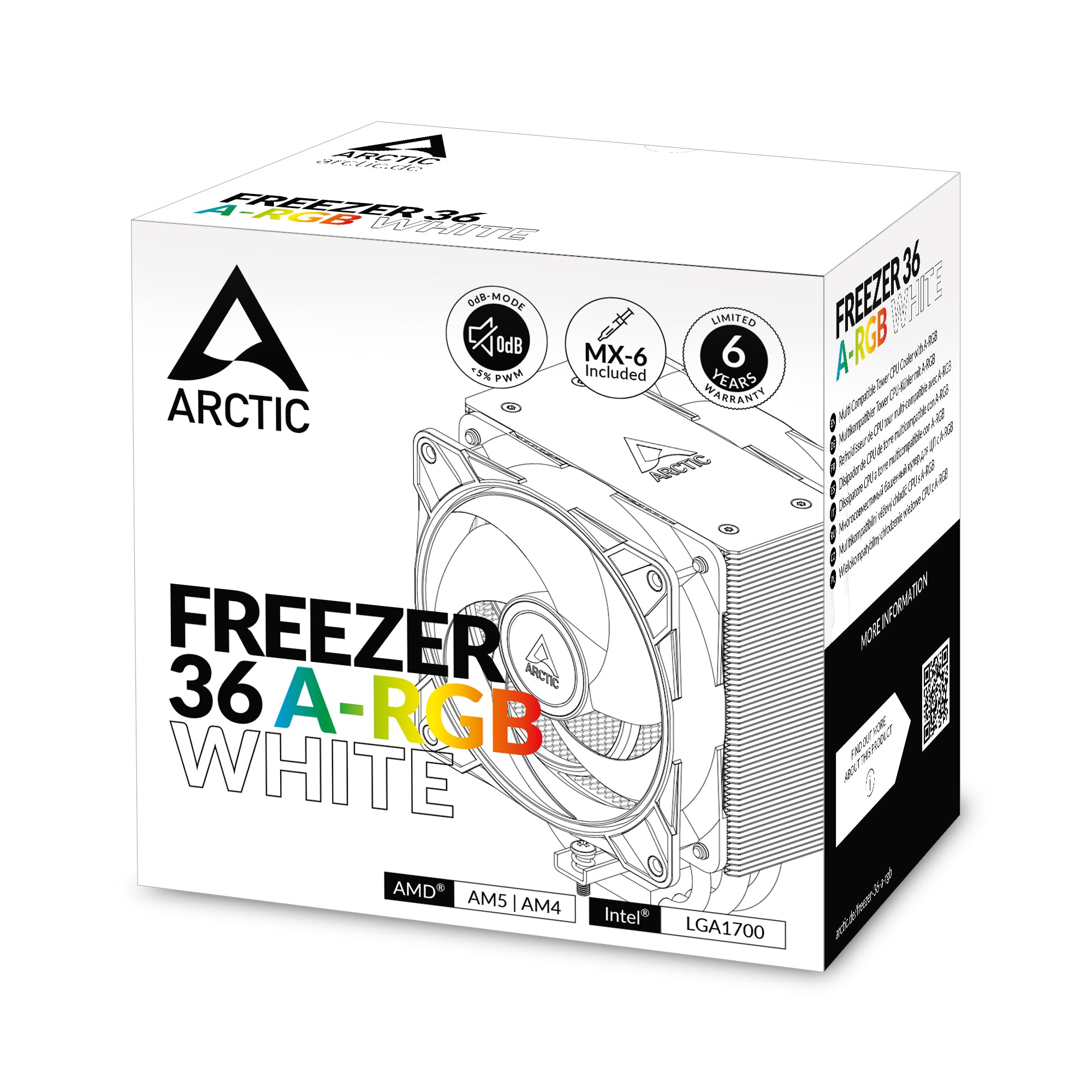 COOLER Arctic "Freezer 36 A-RGB (White)",racire aer, HDT heatpipe, skt. Intel LGA 1700, AMD AM5/AM4, fan 120mm, LED ARGB, alb "ACFRE00125A"