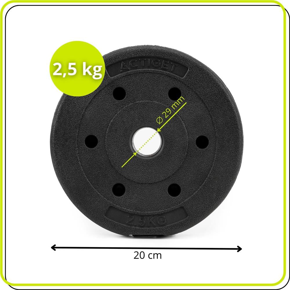 Disc greutate haltera, 2,5 kg, umplutura bitumica, invelist PP, 29 mm, negru