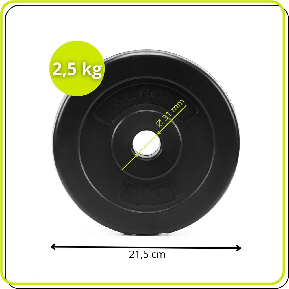 Disc greutate haltera 2,5 kg, 31 mm, compozit bitumic, PP, 22x4 cm, negru