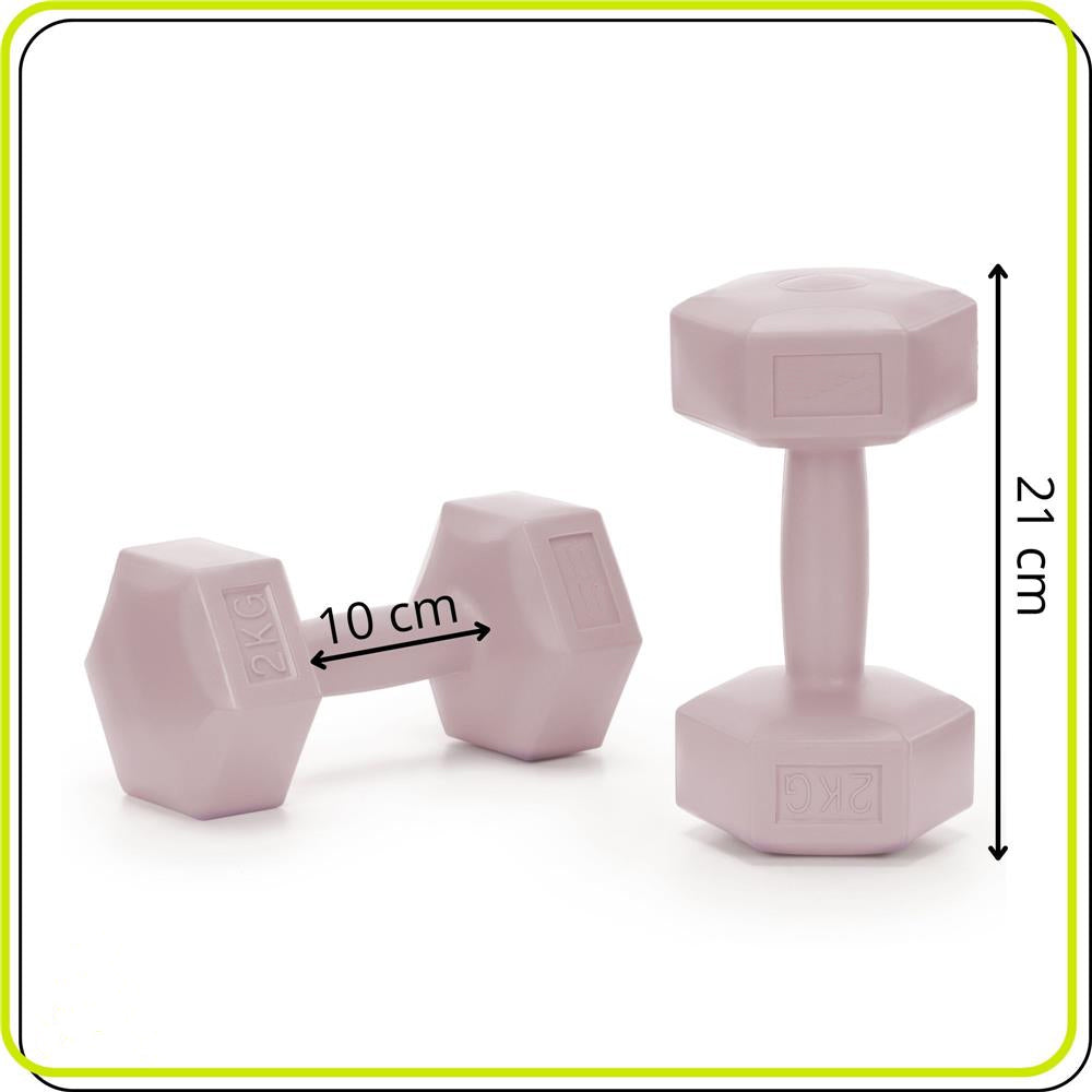 Set gantere hex 2x2 kg, bitum cu invelis rezistent PP, roz