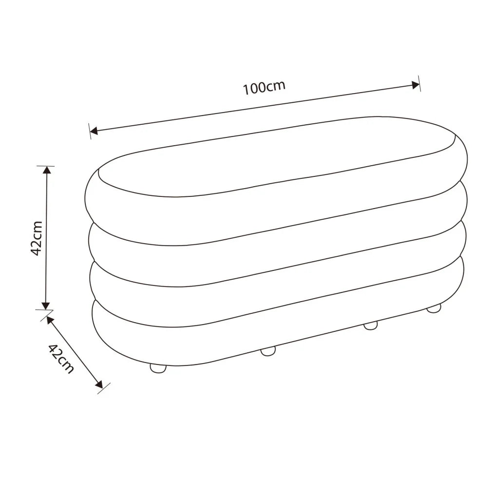 Taburet tapitat Puffo cu spatiu de depozitare, velur, 100x42x42 cm, crem