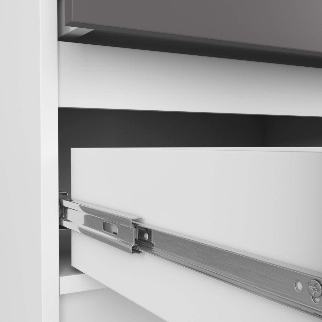 Noptiera cu 2 sertare din PAL laminat 16 mm, 60x40x55 cm, alb si gri