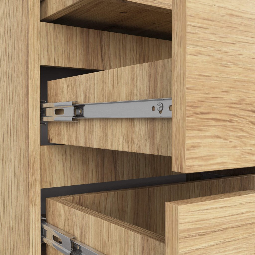 Noptiera cu 3 sertare, PAL laminat 16 mm, 60x35x57 cm, stejar artisan
