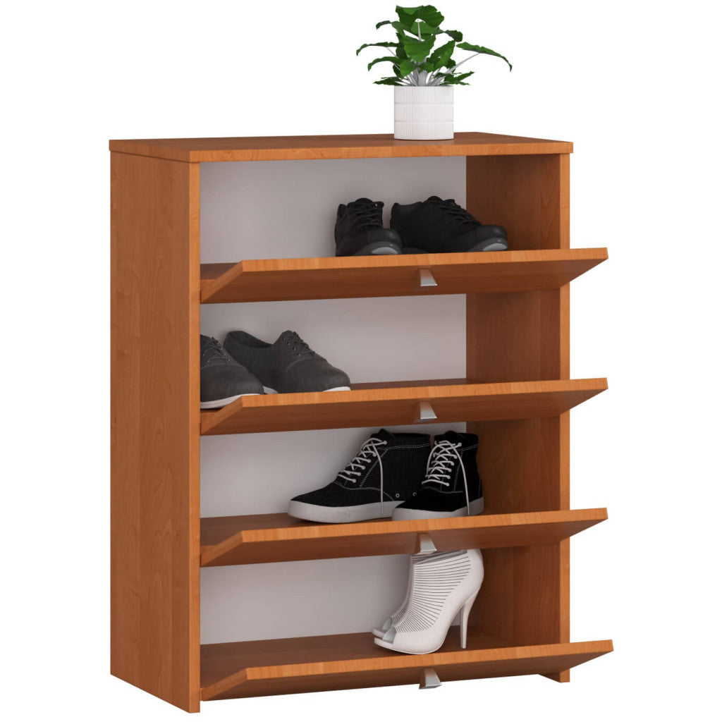 Dulap pantofi cu 4 usi rabatabile, PAL laminat, 60x33x80 cm, maro arin