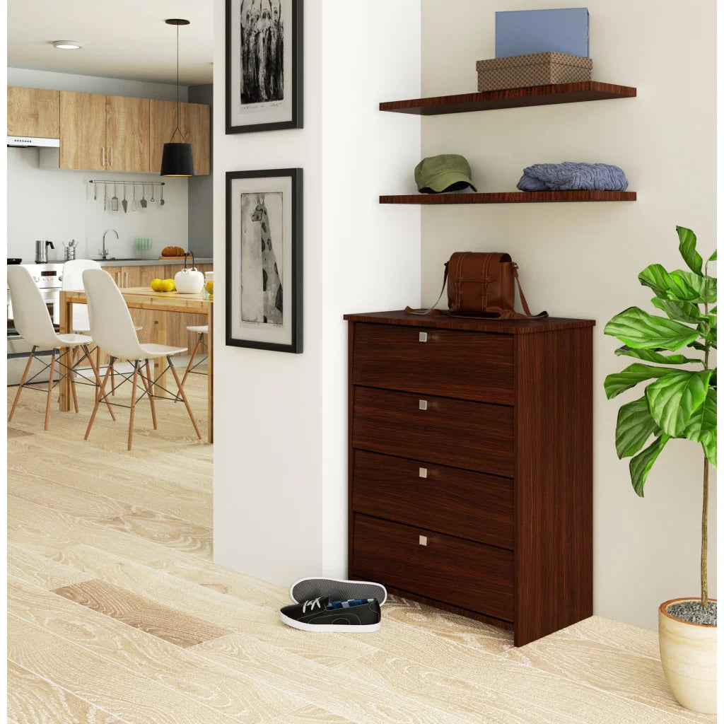 Dulap pantofi cu 4 usi rabatabile, PAL laminat, 60x33x80 cm, maro wenge