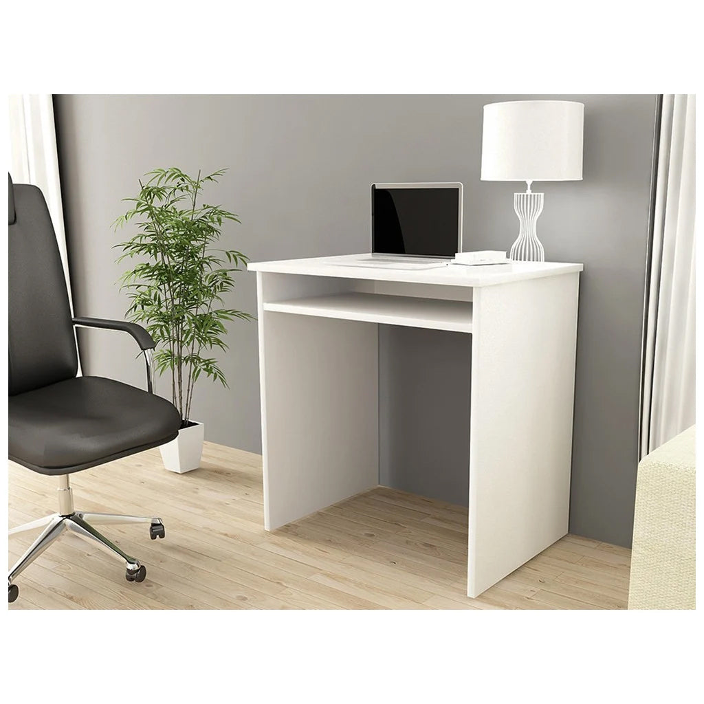 Birou STAR pentru camera copilului, raft tastatura, pal laminat 16 mm, 68x51x74 cm, alb