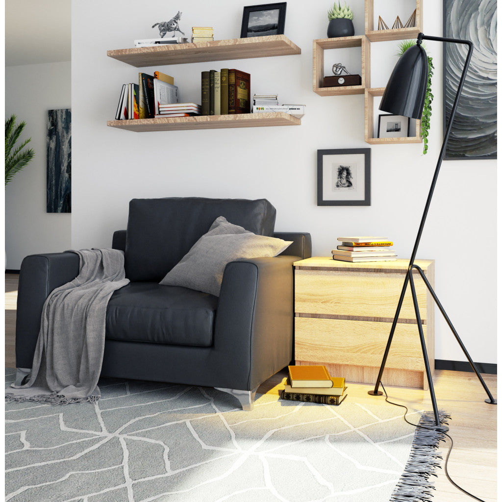 Noptiera cu 2 sertare din PAL laminat 16 mm, 60x40x55 cm, stejar sonoma