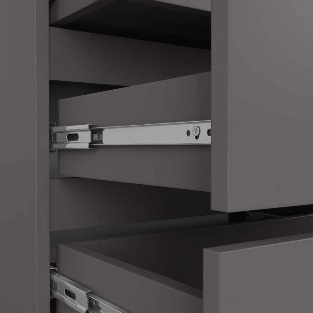 Noptiera cu 3 sertare, PAL laminat 16 mm, 60x35x57 cm, gri mat