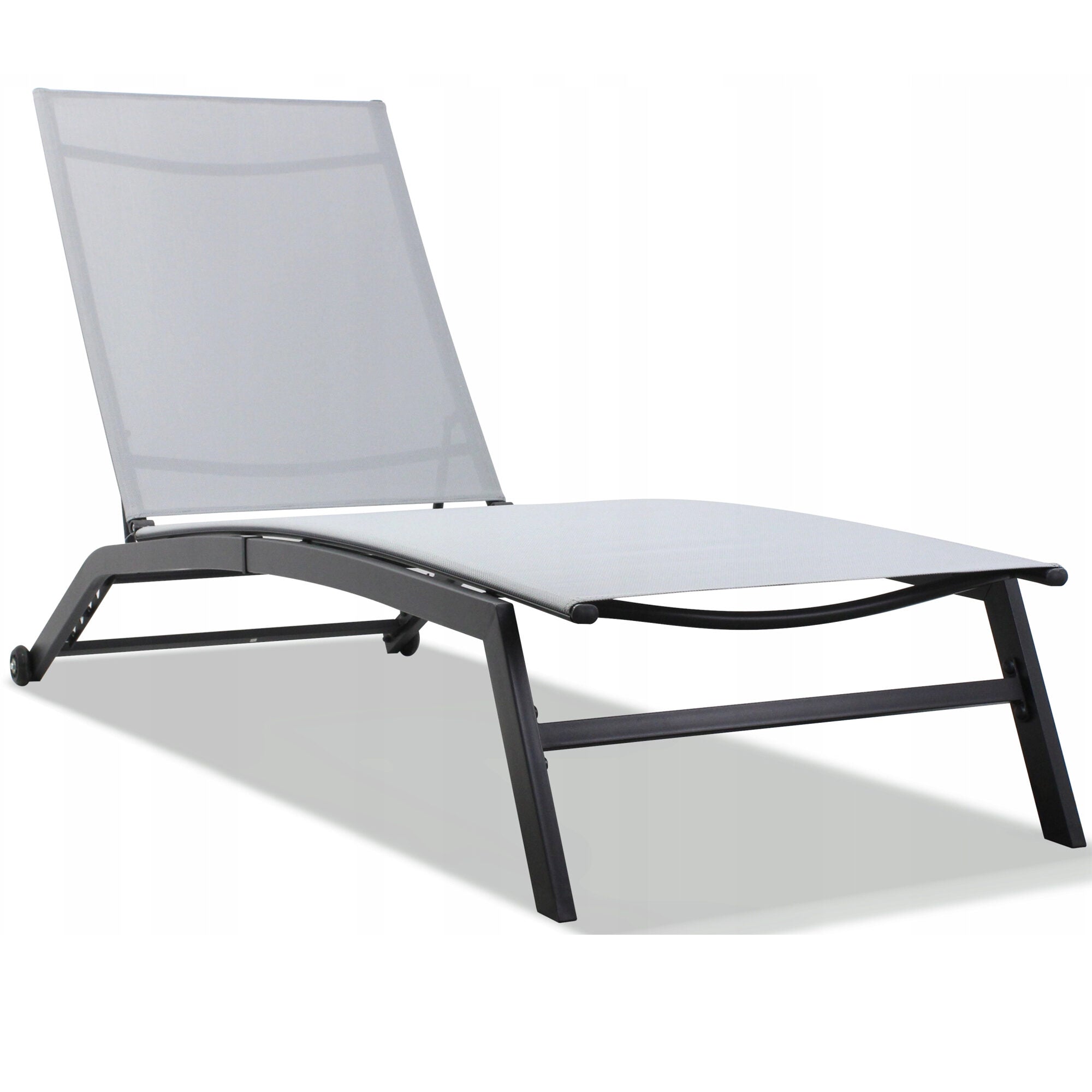 Sezlong pliabil reglabil pentru terasa si balcon, textilena si cadru otel, 195x63x90 cm, gri
