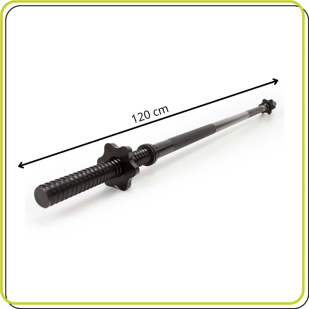Bara haltera dreapta pentru greutati 120 cm, diametru 25 mm, otel, incarcare maxima 140 kg, negru
