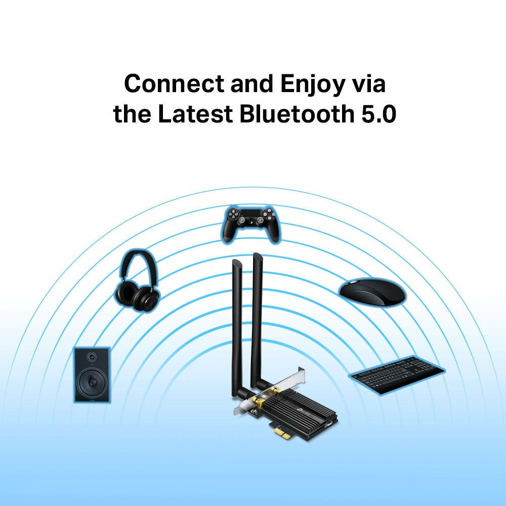 ADAPTOR RETEA TP-LINK AX3000, intern wireless 2.4 GHz | 5 GHz, PCI-E, port, 3000 Mbps, antena externa x 2, "Archer TX50E"