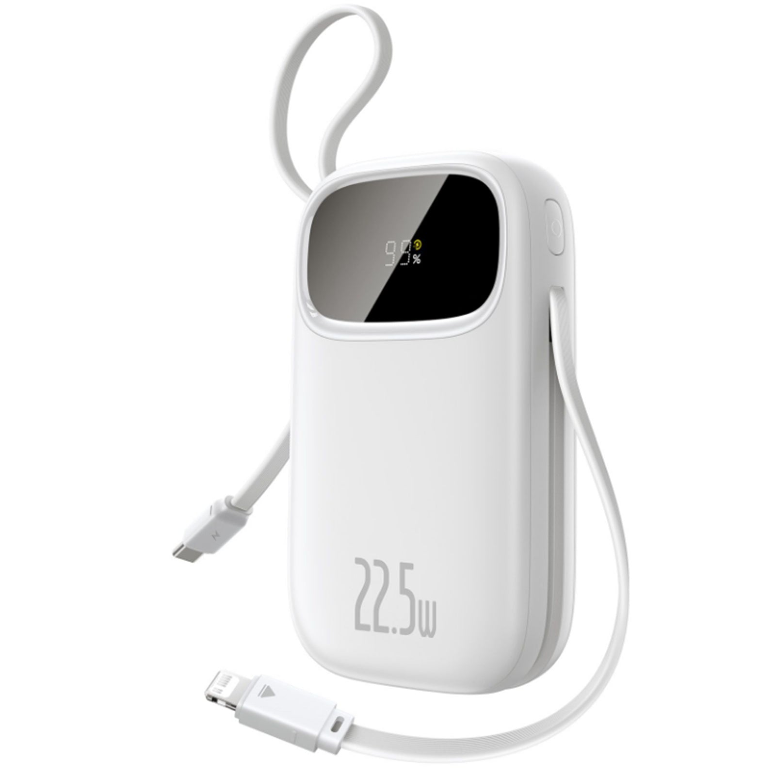 POWER BANK Baseus Qpow3, 20000mAh, 22.5W, 1 x USB, cablu integrat USB Type-C, cablu integrat Iphone Lightning, alb, "P10082107213-00" - 6932172691189