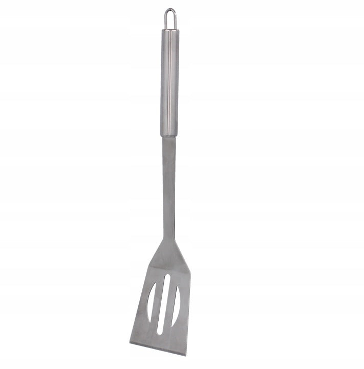 Set 3 ustensile pentru gratar din otel inoxidabil, spatula, furculita si cleste, cu husa