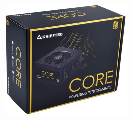 SURSA Chieftec Core 600 W, non-modulara, certificare 80 Plus Gold, ventilator 120 mm x 1, PCI-E 6+2 pin x 2, SATA x 6, "BBS-600S"