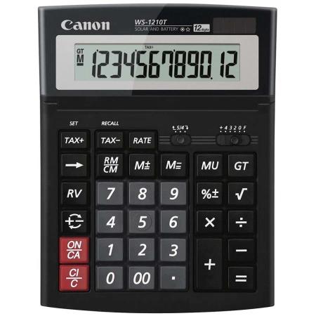 Calculator de birou CANON, WS-1210THB, ecran 12 digiti, alimentare solara si baterie, display LCD, functie business, tax si conversie moneda, NEGRU, "0694B001AA"