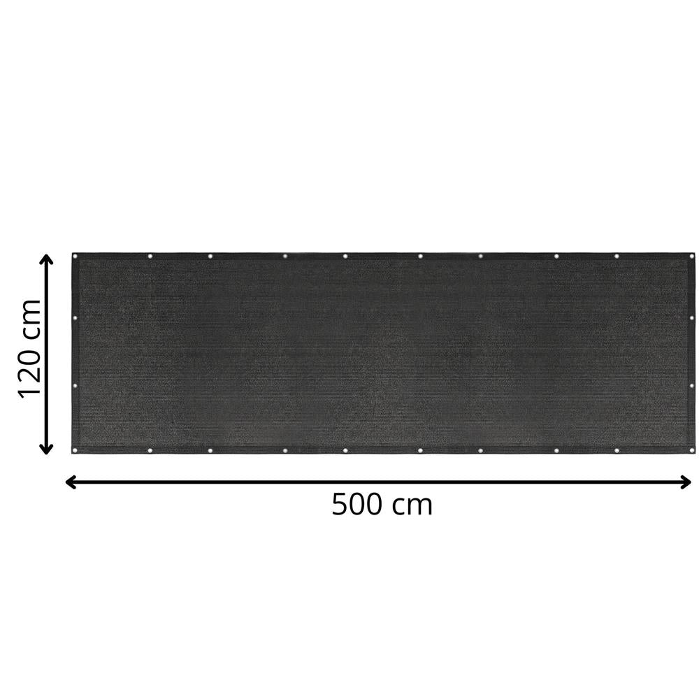 Paravan plasa umbrire pentru balustrada balcon, 95% umbrire, impermeabila, 500x120 cm, antracit