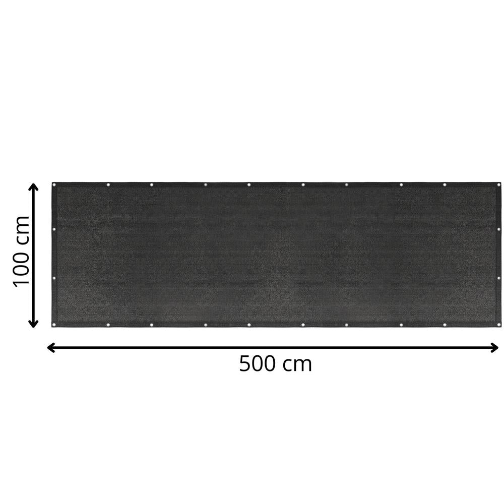 Paravan plasa umbrire pentru balustrada balcon, 95% umbrire, impermeabila, 500x100 cm, antracit