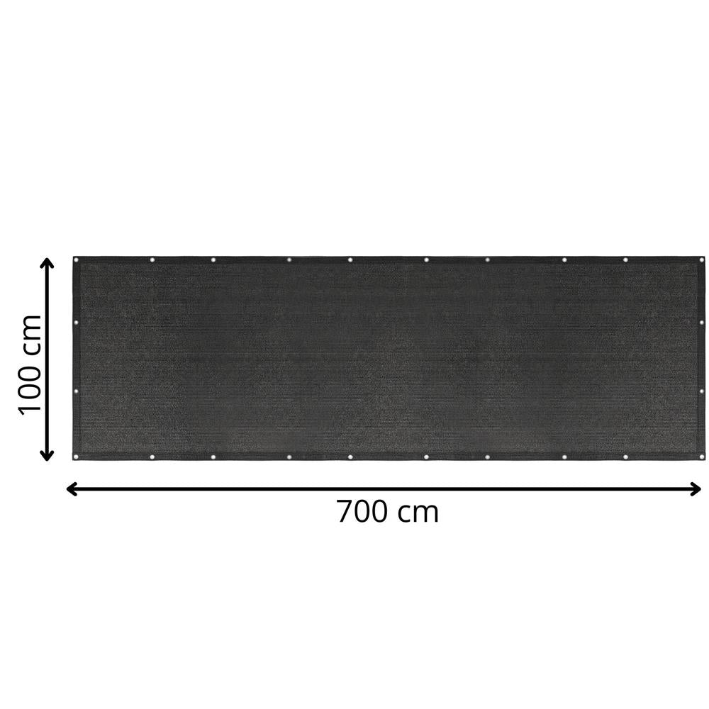 Paravan plasa umbrire pentru balustrada balcon, 95% umbrire, impermeabila, 700x100 cm, antracit
