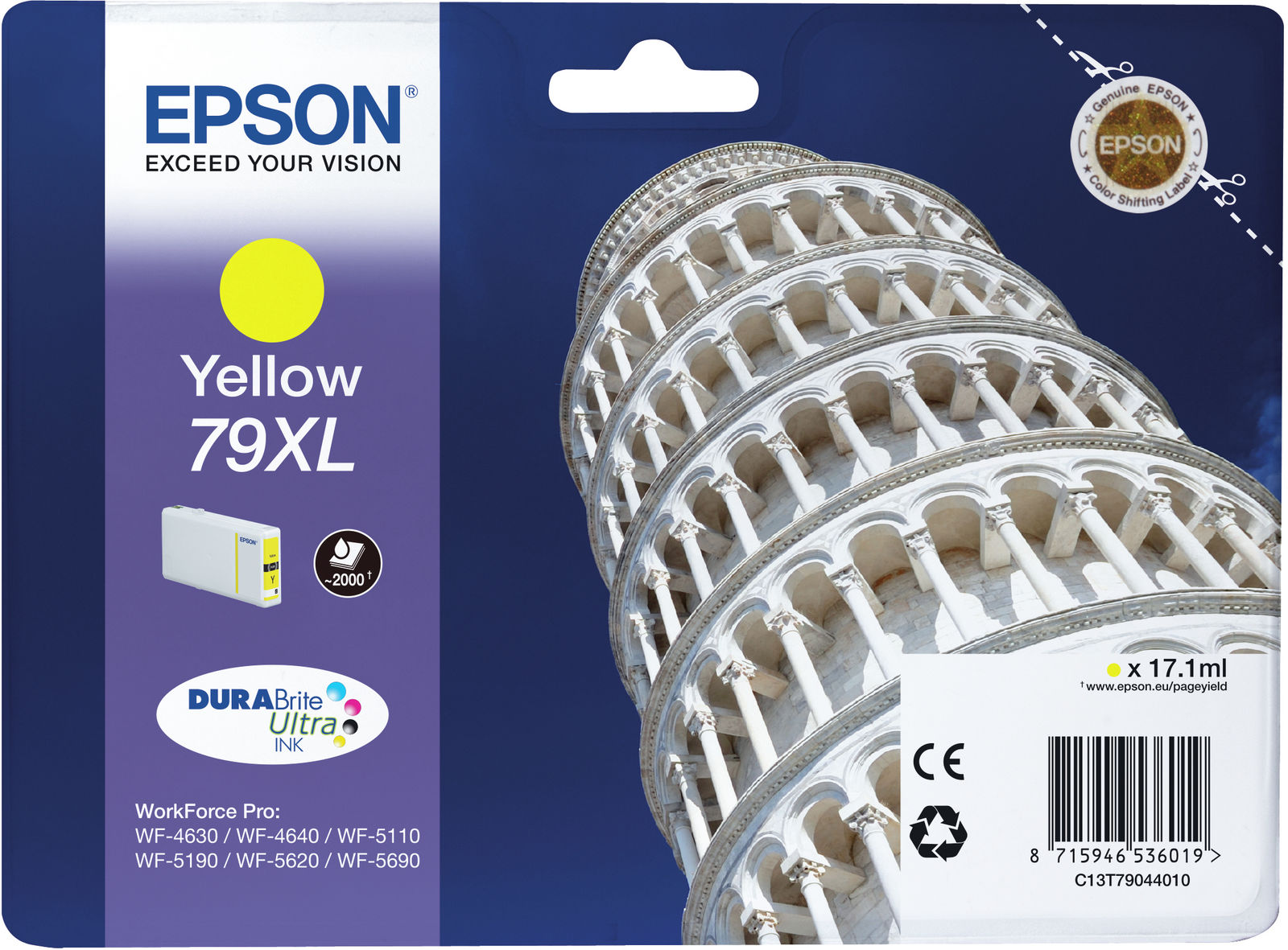 Cartus Cerneala Original Epson Yellow, T790440, pentru Workforce Pro WP-5110|51490|5620|5690, , , "C13T79044010"(RAPO)